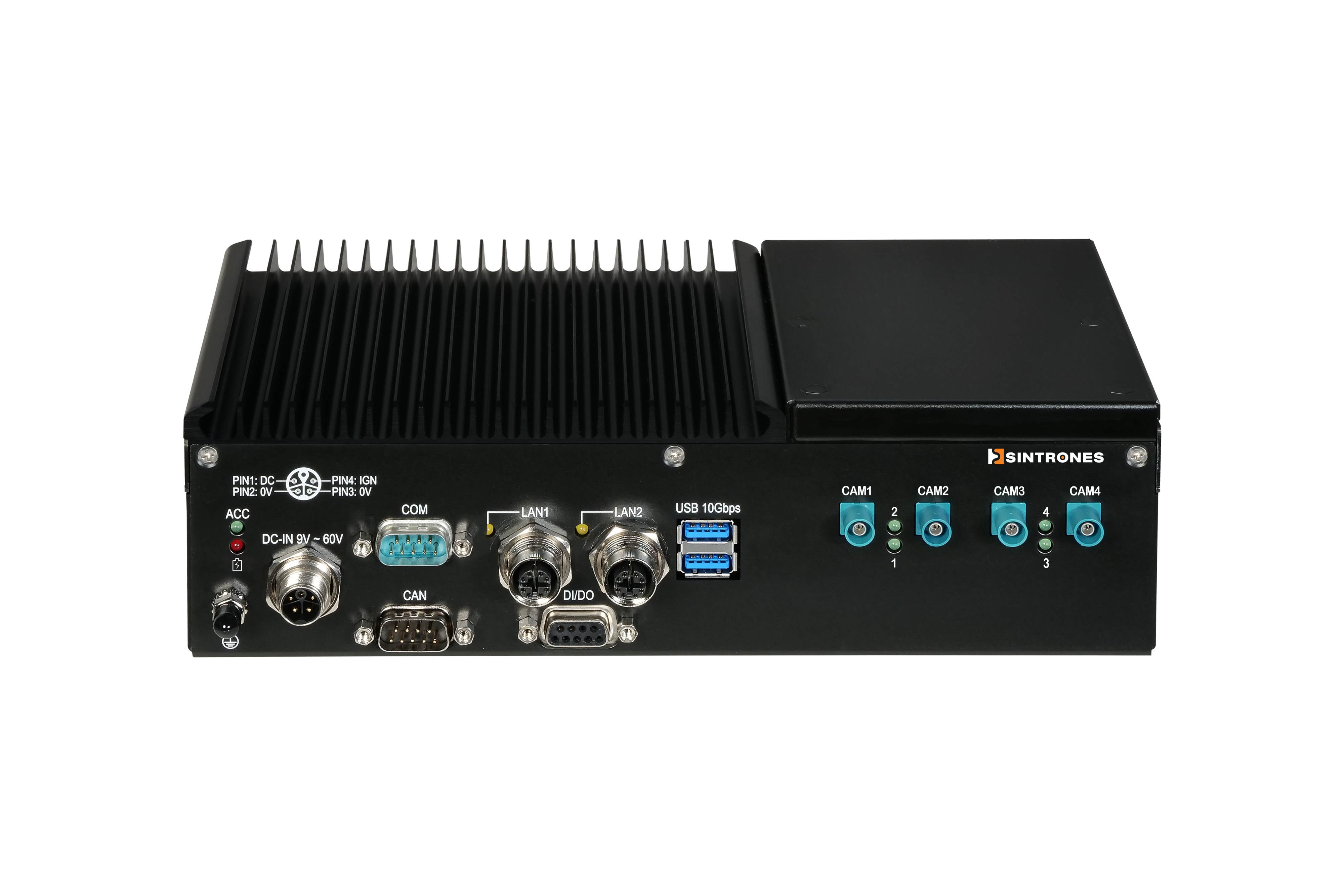 High-bandwidth edge AI computer IBOX-601-M12X featuring 4x GMSL-2 FAKRA camera ports and NVIDIA Jetson Orin NX 100 TOPS module