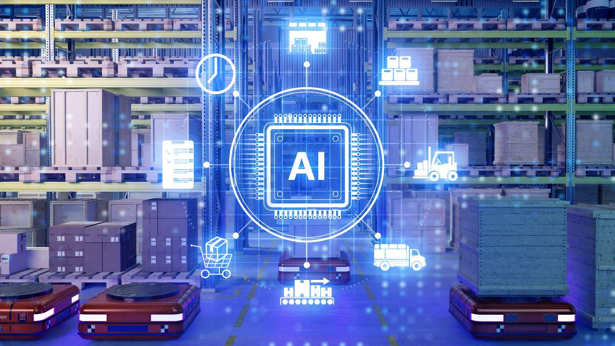 An Autonomous Mobile Robot navigating a smart factory floor, utilizing the IBOX-601-G2 Embedded Computer device as an AMR Controller with GMSL2 Camera connectivity.
