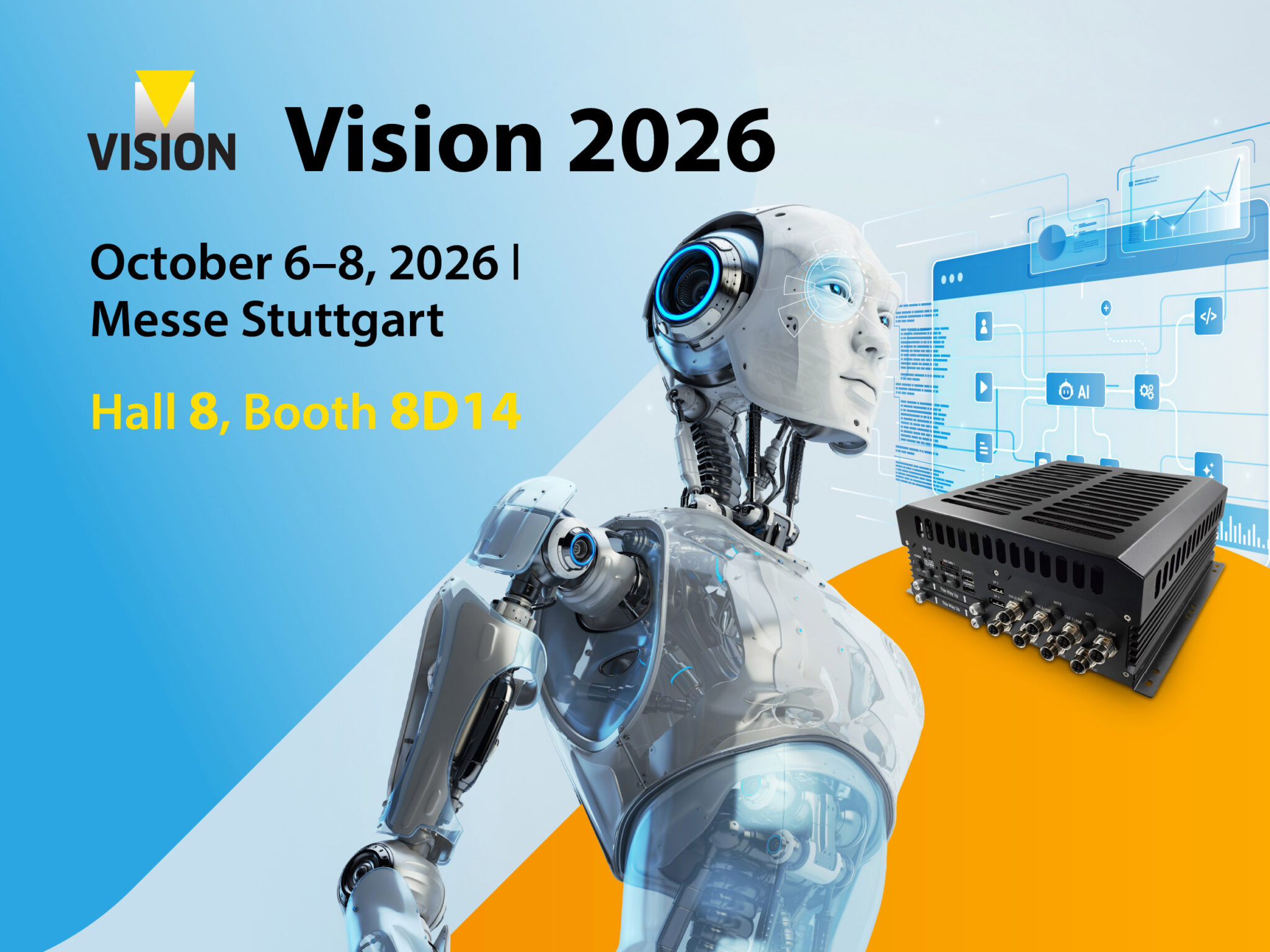 VISION Oct 6-8, 2026 at Messe Stuttgart | Edge AI for Machine Vision Inspection